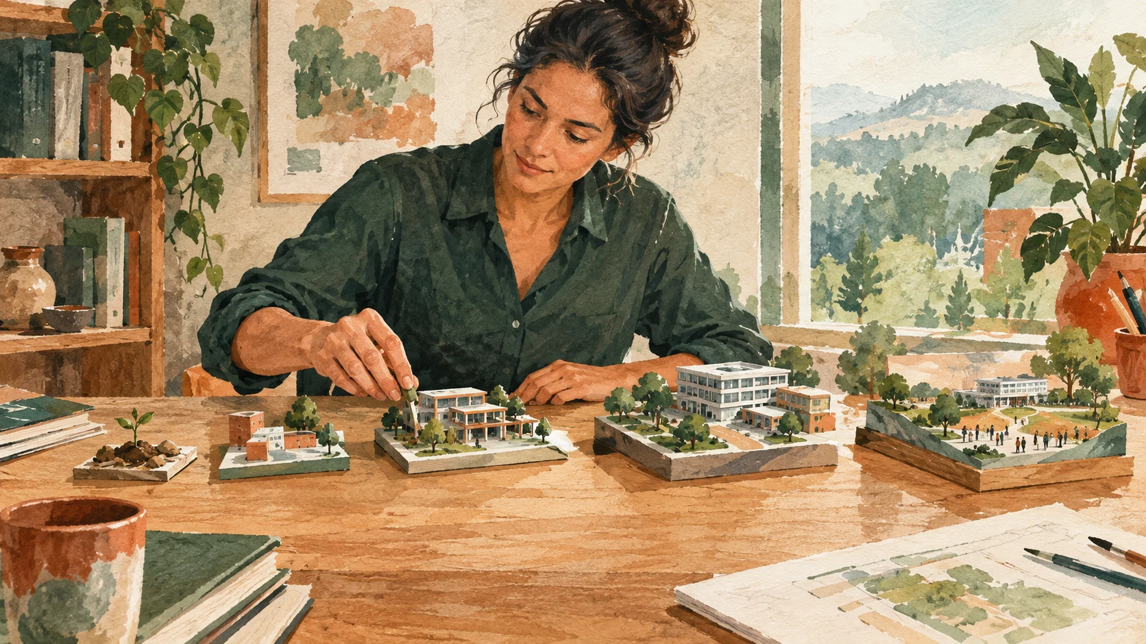 Experienced professional arranging project milestones on a desk